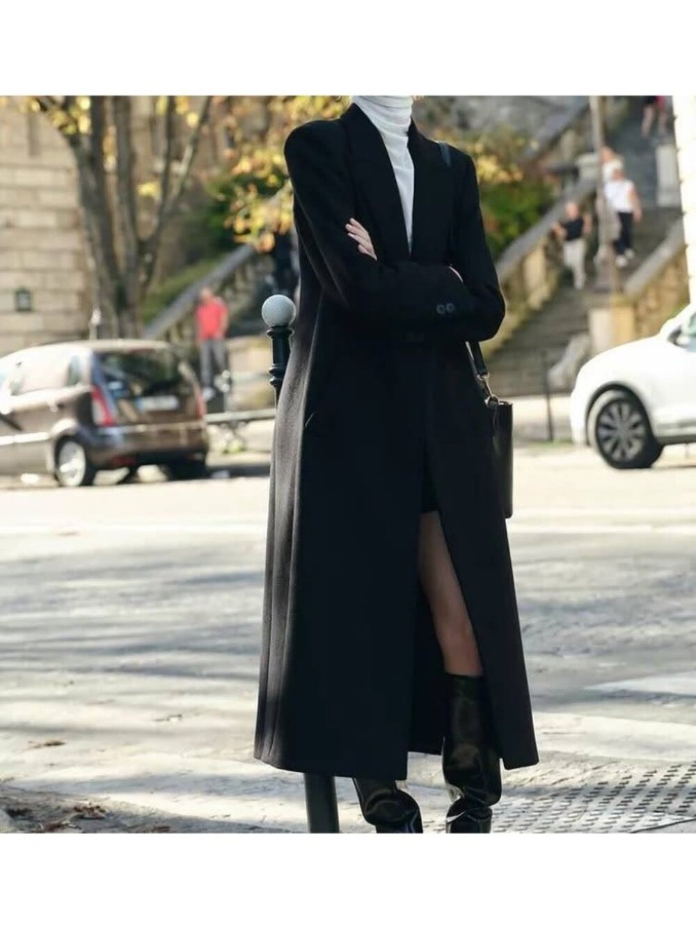 Zara Black Wool Blend Long Coat Womens Medium Overcoat 9731/147 NWT